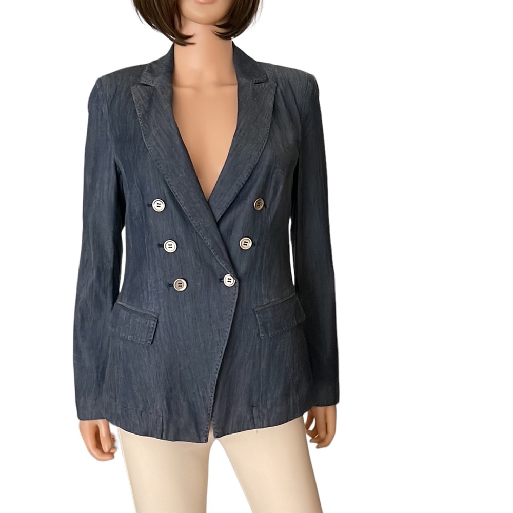 White House Black Market blue double breasted blazer